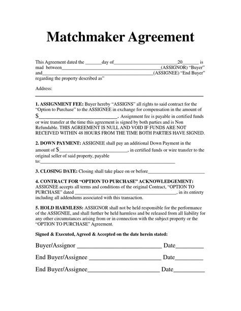 matchmaking contracts